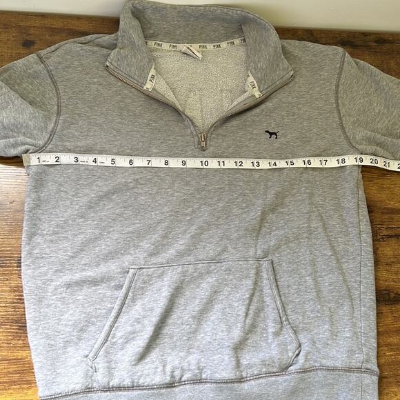 PINK Animal Print Graphic Gray Partial Zip Up Sweater - Picture 9 of 12